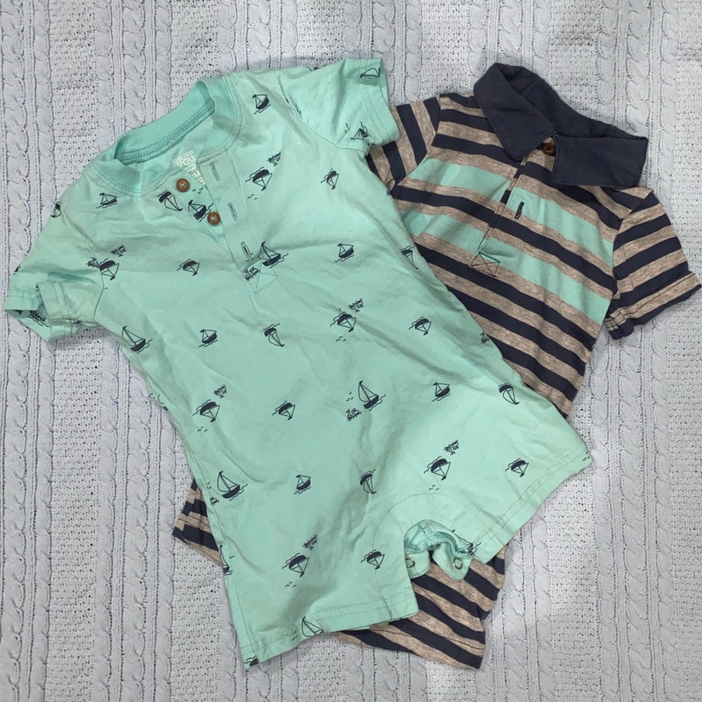NWOT - Just One You-2pcs nautical rompers sz 12m